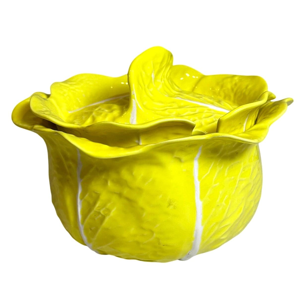 Secla Portugal Majolica Yellow Cabbage Pottery Soup Tureen/Lid-Mid Century-Rare - Thumbnail 2