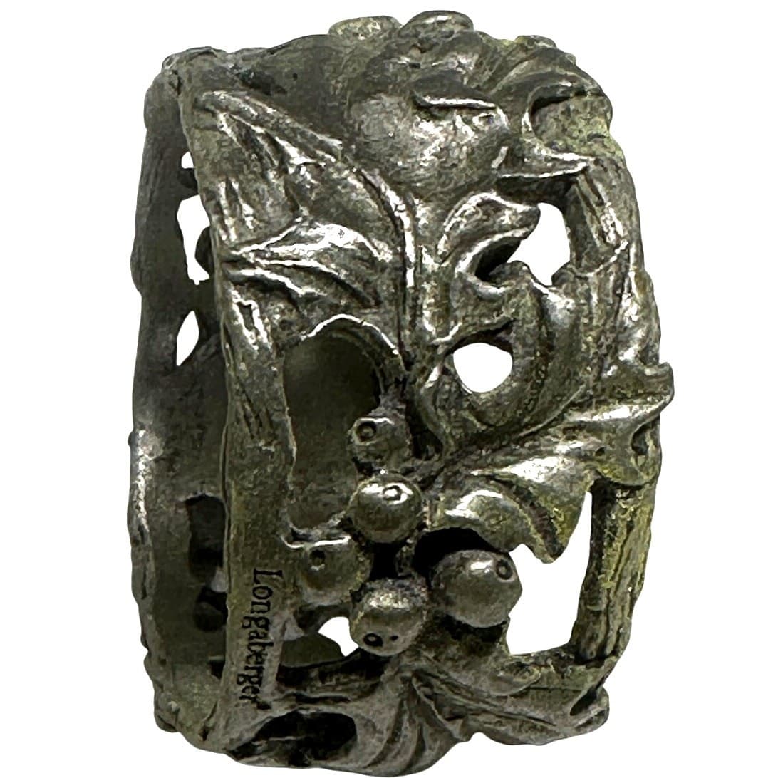 Longaberger American Holly Pewter Napkin Rings 2001 Original Box #75736-Set of 4 - Thumbnail 6