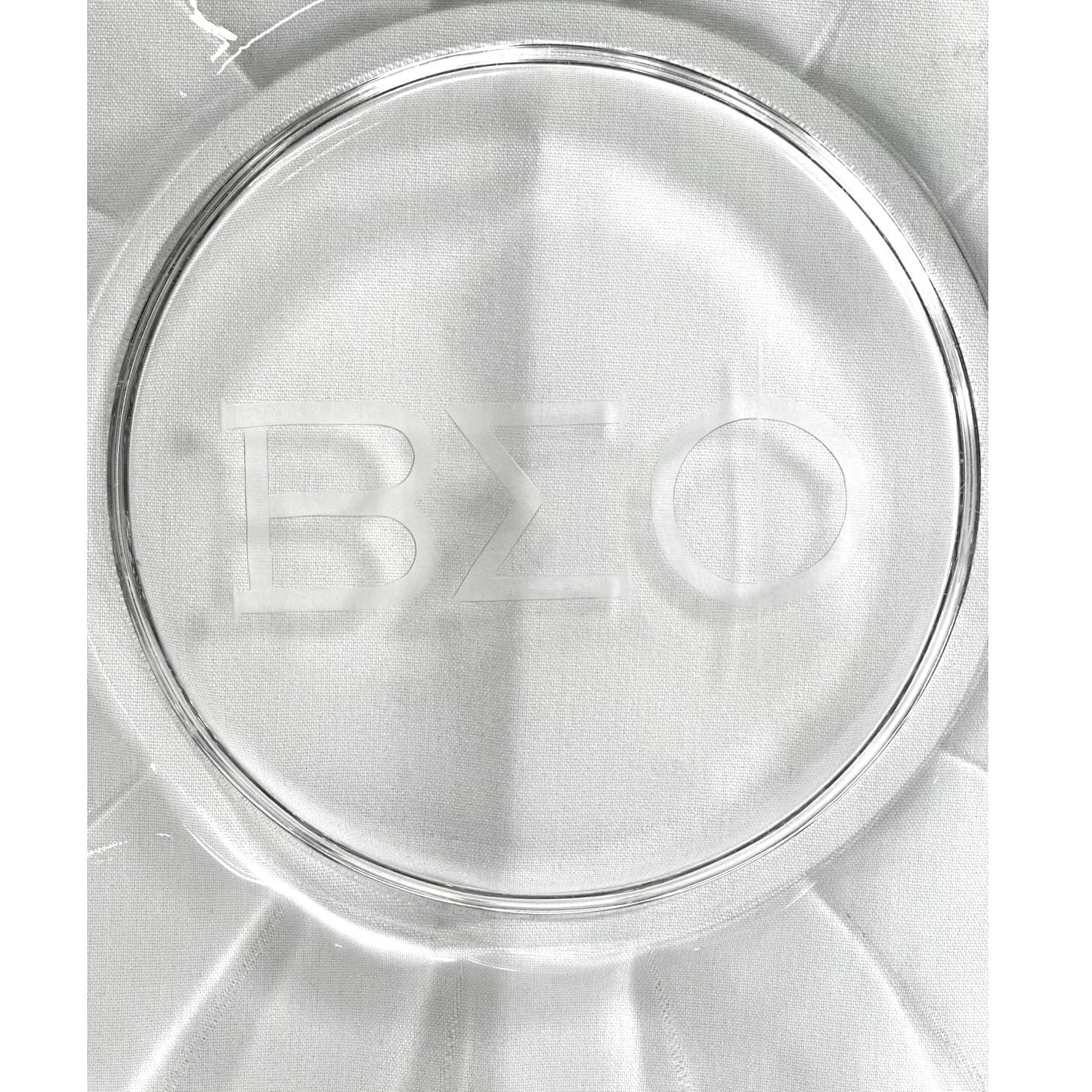 Beta Sigma Omicron Monogrammed Clear Crystal Scalloped Rim Serving Platter-Rare! - Thumbnail 2