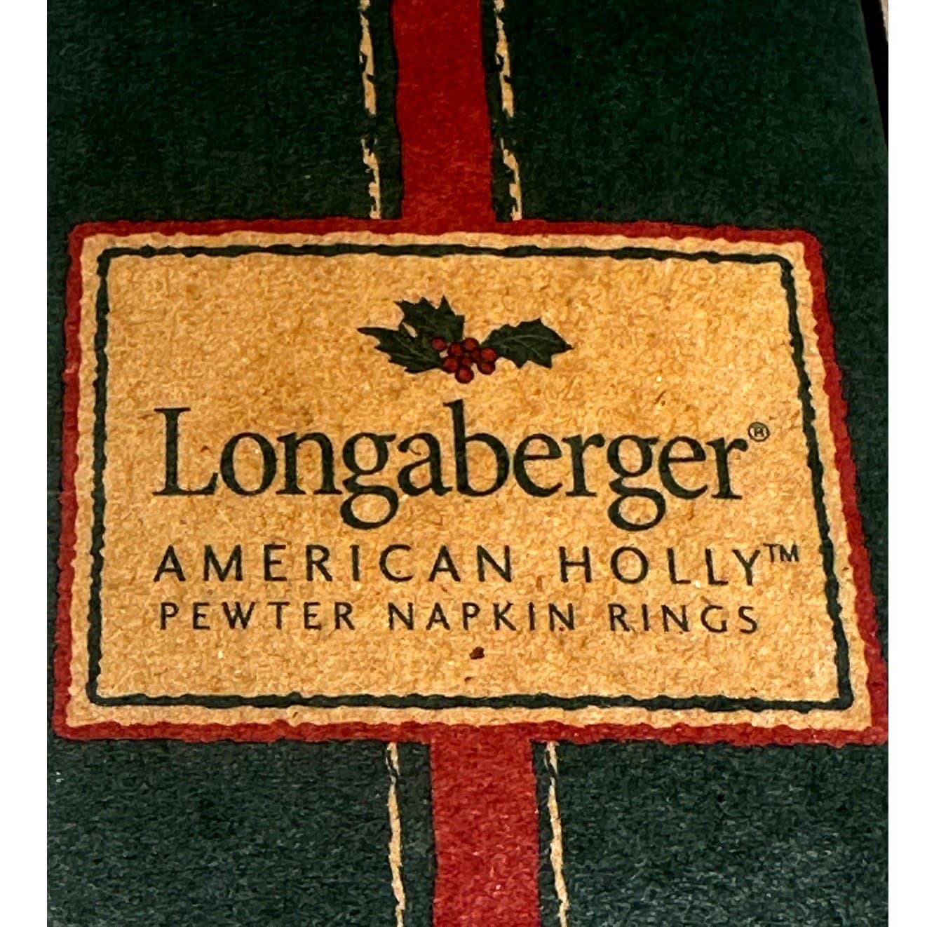Longaberger American Holly Pewter Napkin Rings 2001 Original Box #75736-Set of 4 - Thumbnail 2