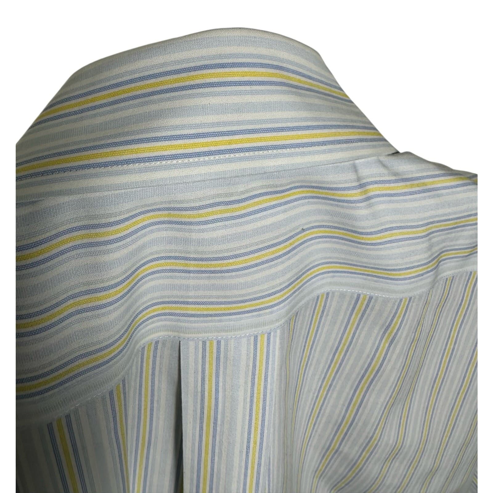 Brooks Brothers Men’s 346 Dress Shirt 16-36/37 White/Yellow/Blue Cotton Stripe - Thumbnail 7