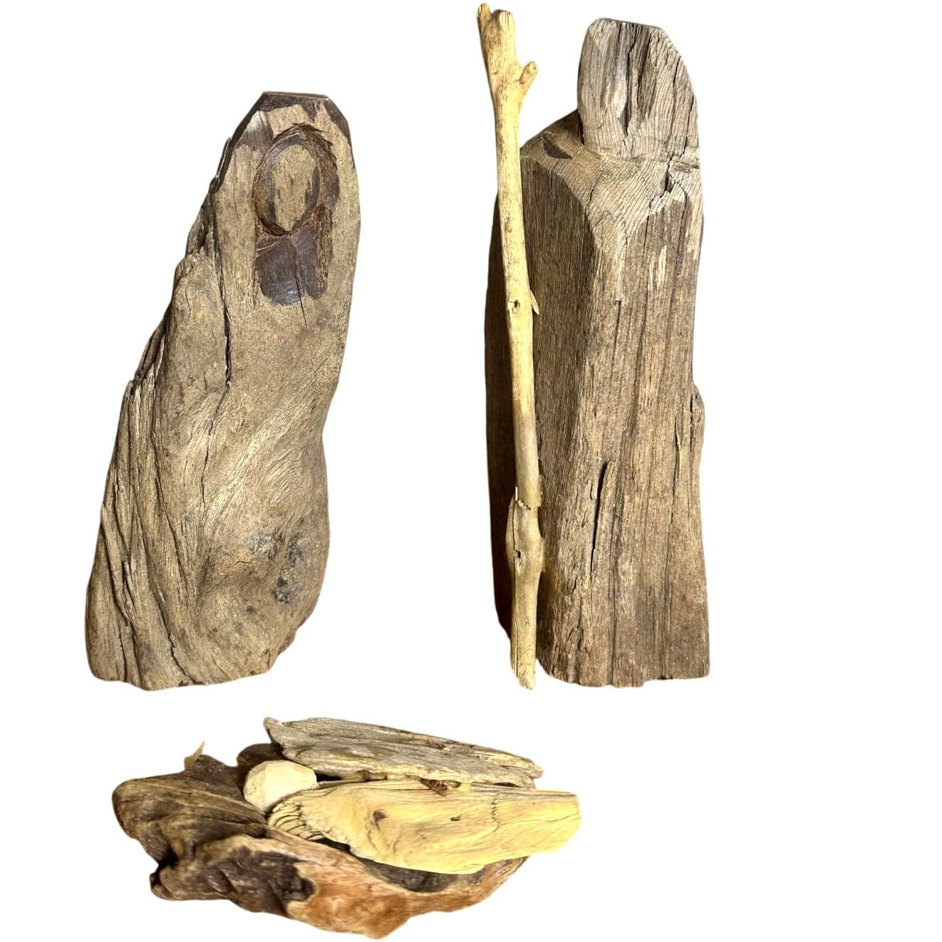 Handcrafted Art Design Driftwood Holy Family Angel 5PC Nativity Manger-Rare Find - Thumbnail 3