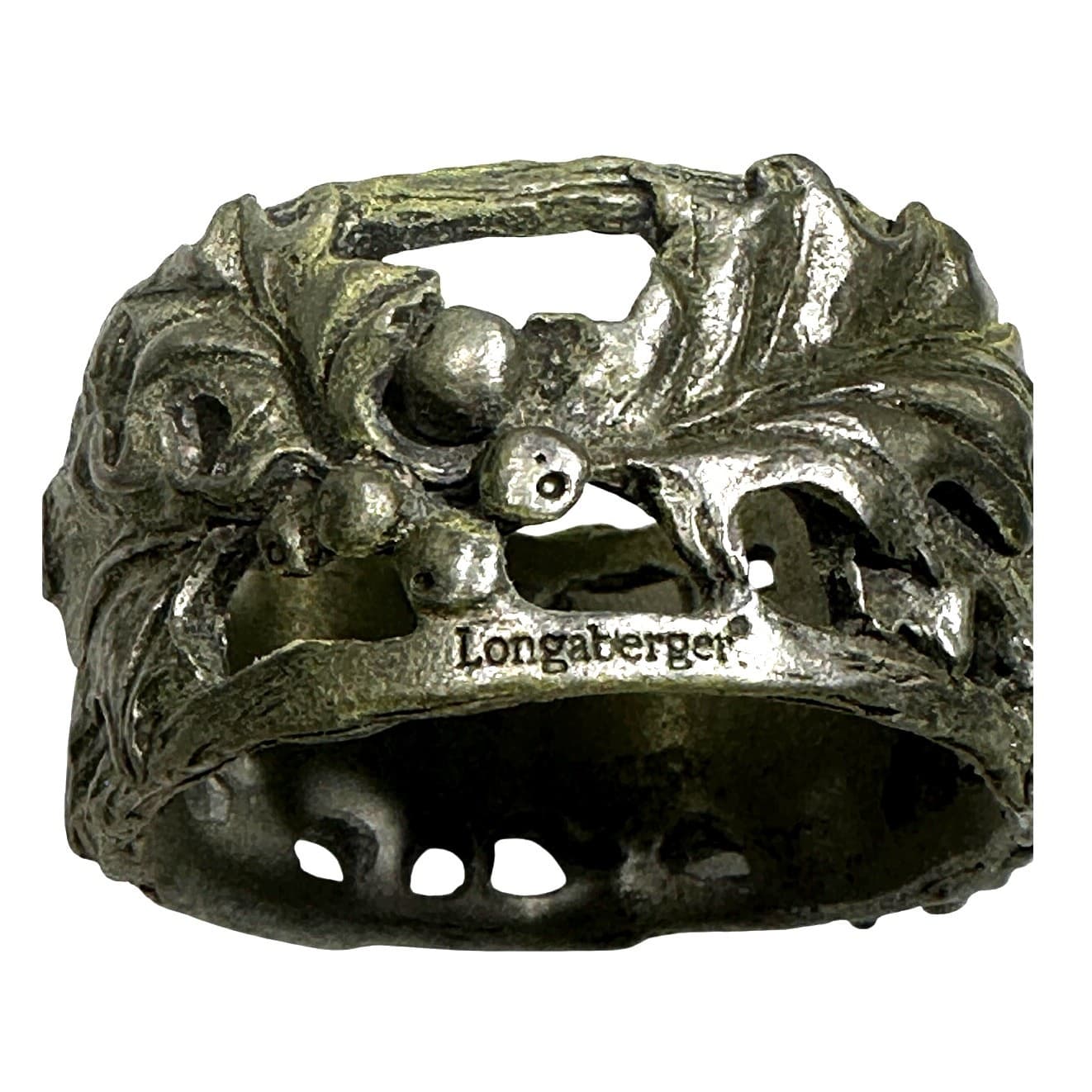 Longaberger American Holly Pewter Napkin Rings 2001 Original Box #75736-Set of 4 - Thumbnail 3