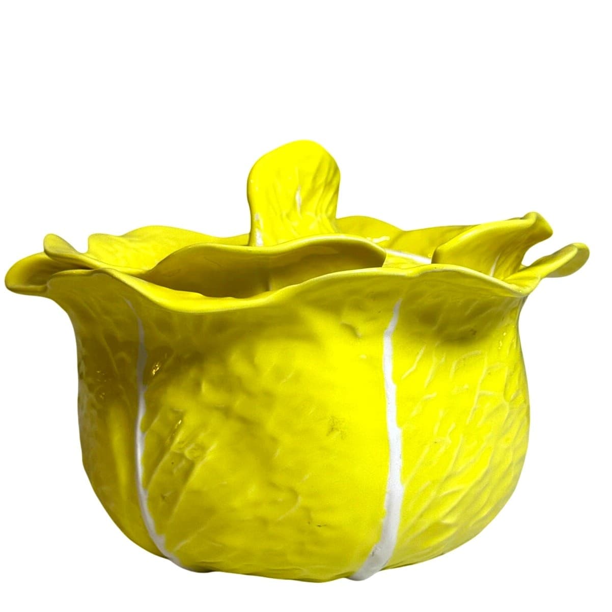 Secla Portugal Majolica Yellow Cabbage Pottery Soup Tureen/Lid-Mid Century-Rare - Thumbnail 4