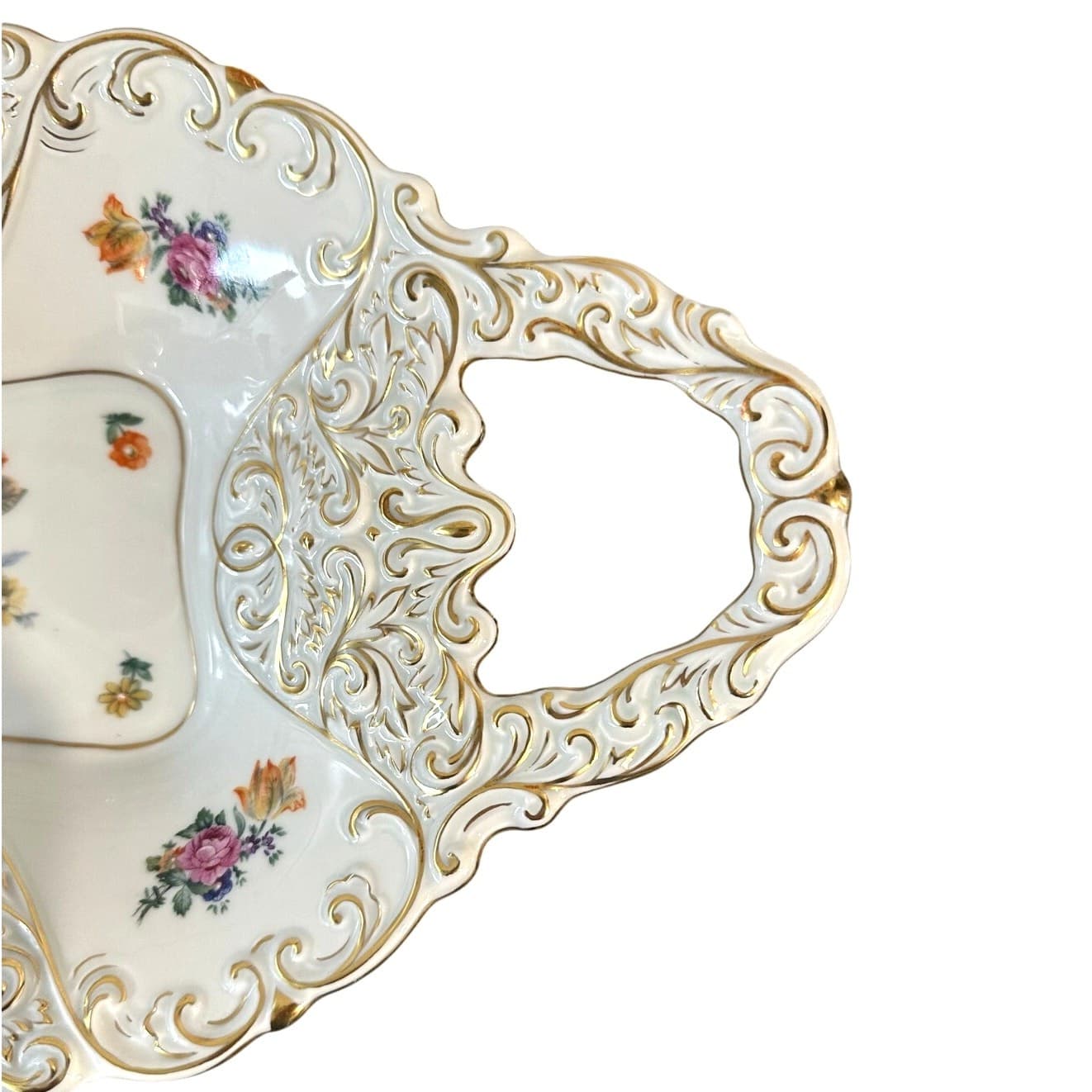 J L Menau Graf Von Henneberg Porzellan Hand Enameled Gold Accented Bowl-Rare - Thumbnail 5