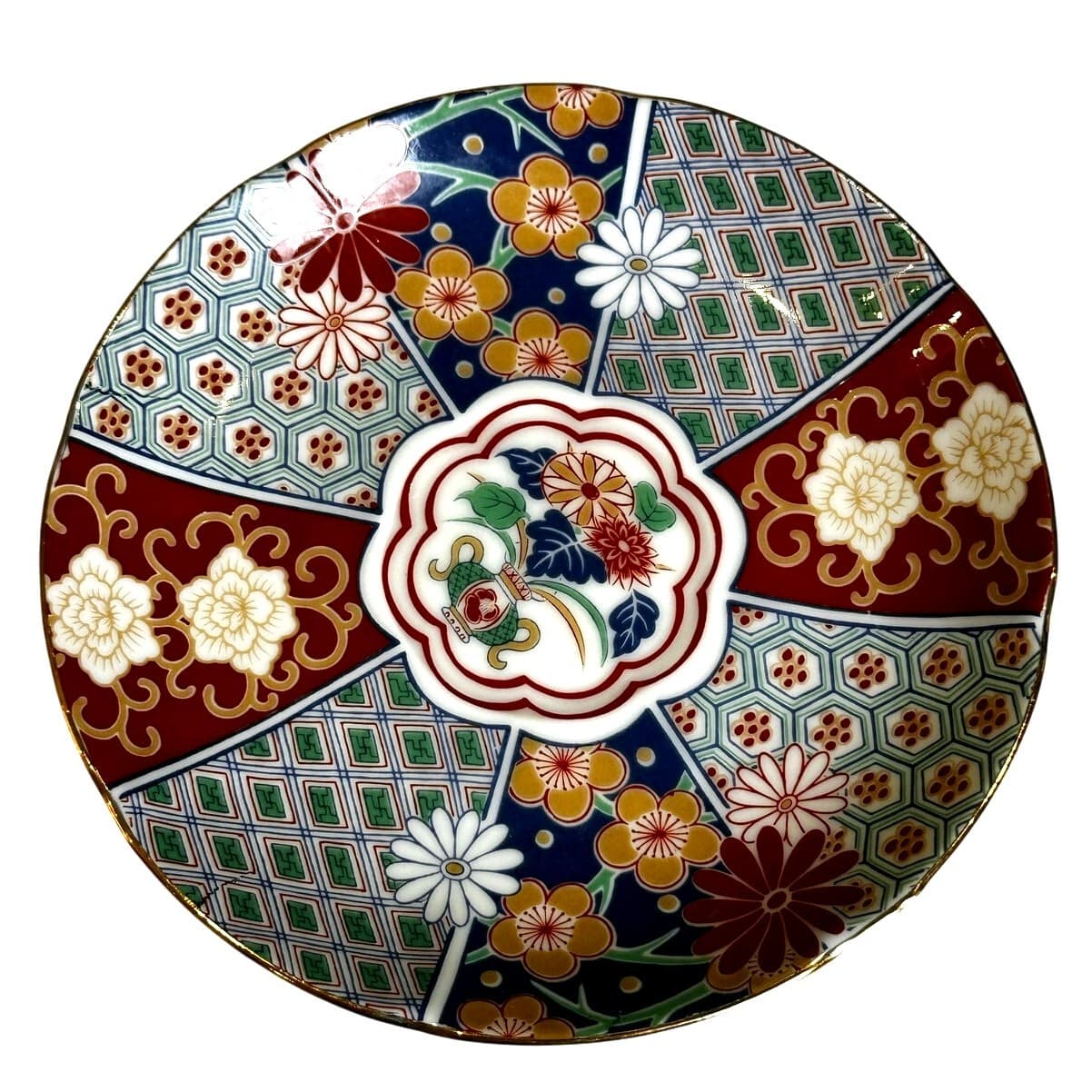 Arita Imari Fan Vintage Cup and Saucer Set Gilded Accents Urn Flowers Design - Thumbnail 2