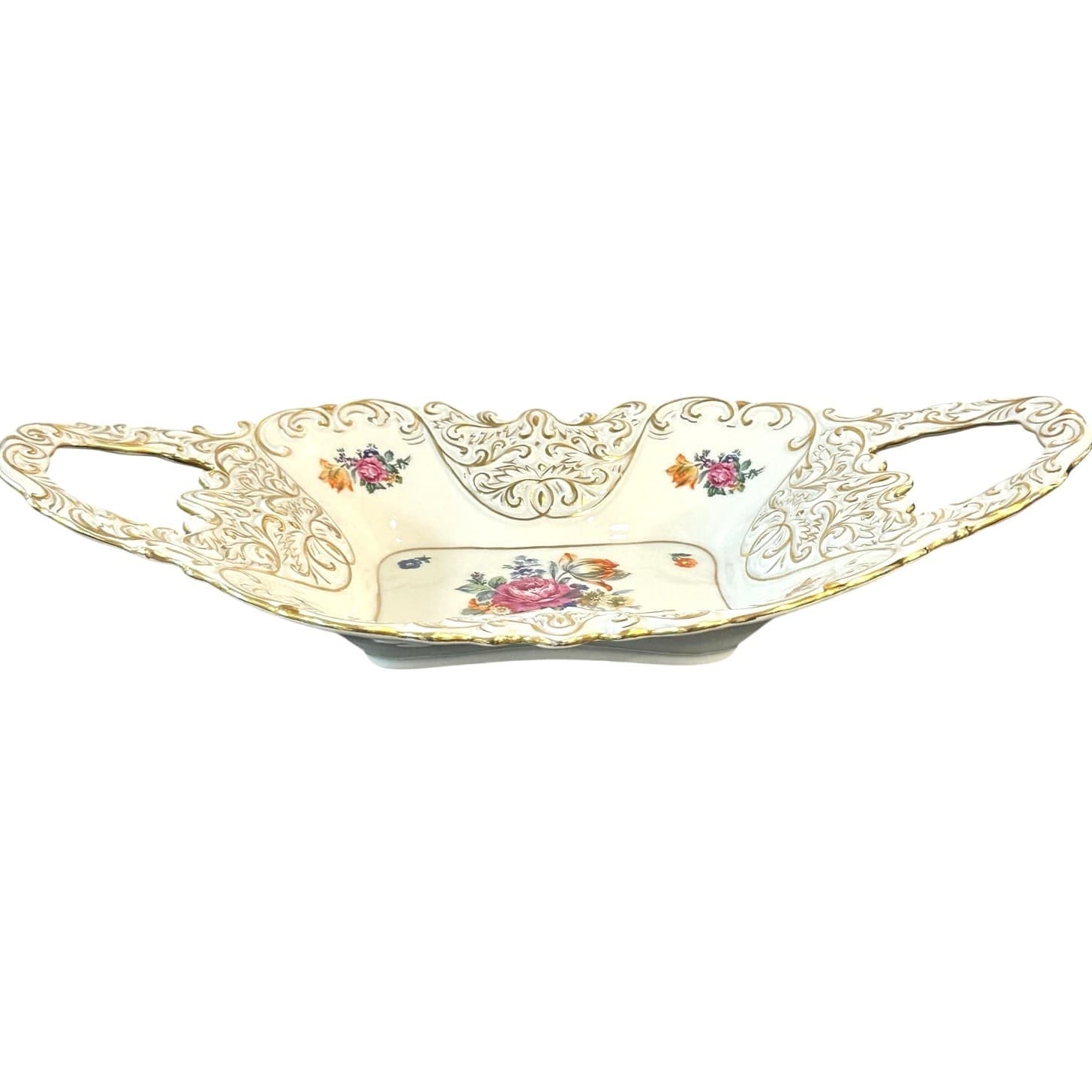 J L Menau Graf Von Henneberg Porzellan Hand Enameled Gold Accented Bowl-Rare - Thumbnail 2