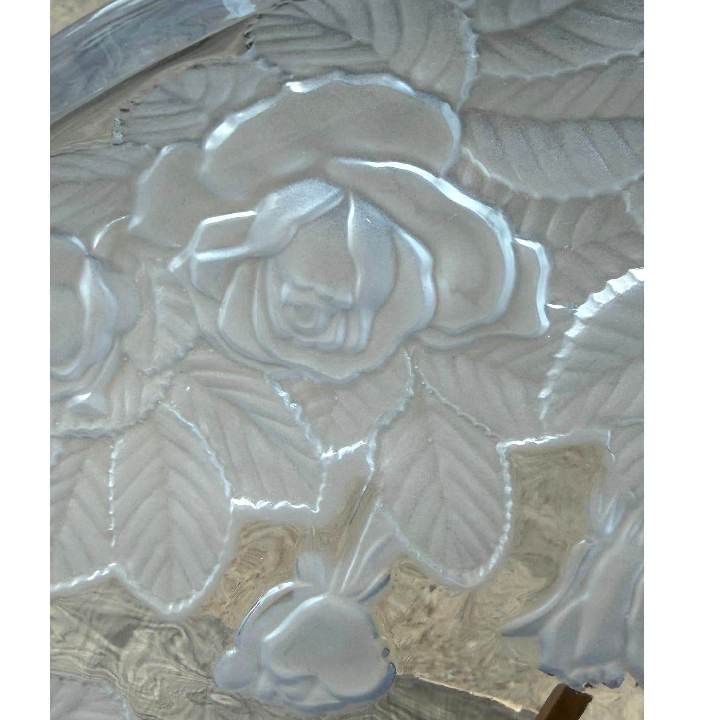 Mikasa Studio Nova Winter Rose 14" Frosted Crystal Round Serving Platter Germany - Thumbnail 2