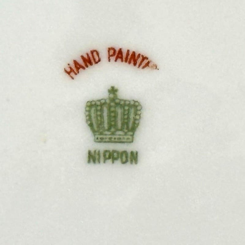 Nippon Vintage Hand Painted Japan Trinket Candy Dish with Gilded Handle - Thumbnail 7