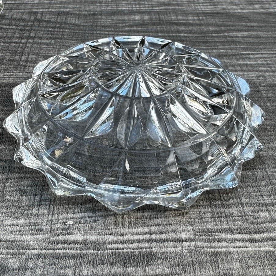 Romantic Jeannette Cubist 3 Footed Jewelry Trinket Dish w/Lid-Excellent - Thumbnail 5