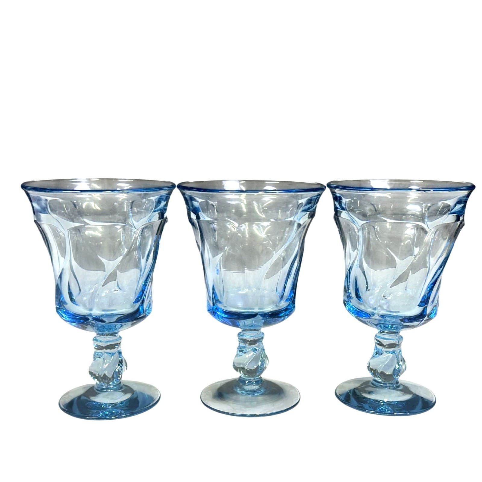 Fostoria Retired 1958-1982 'Jamestown Blue' 5 7/8" Water Goblets-Set of 3 - Thumbnail 3