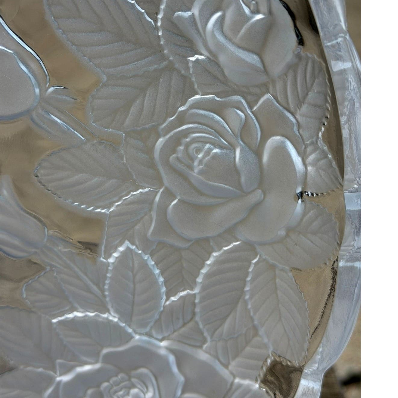Mikasa Studio Nova Winter Rose 14" Frosted Crystal Round Serving Platter Germany - Thumbnail 4