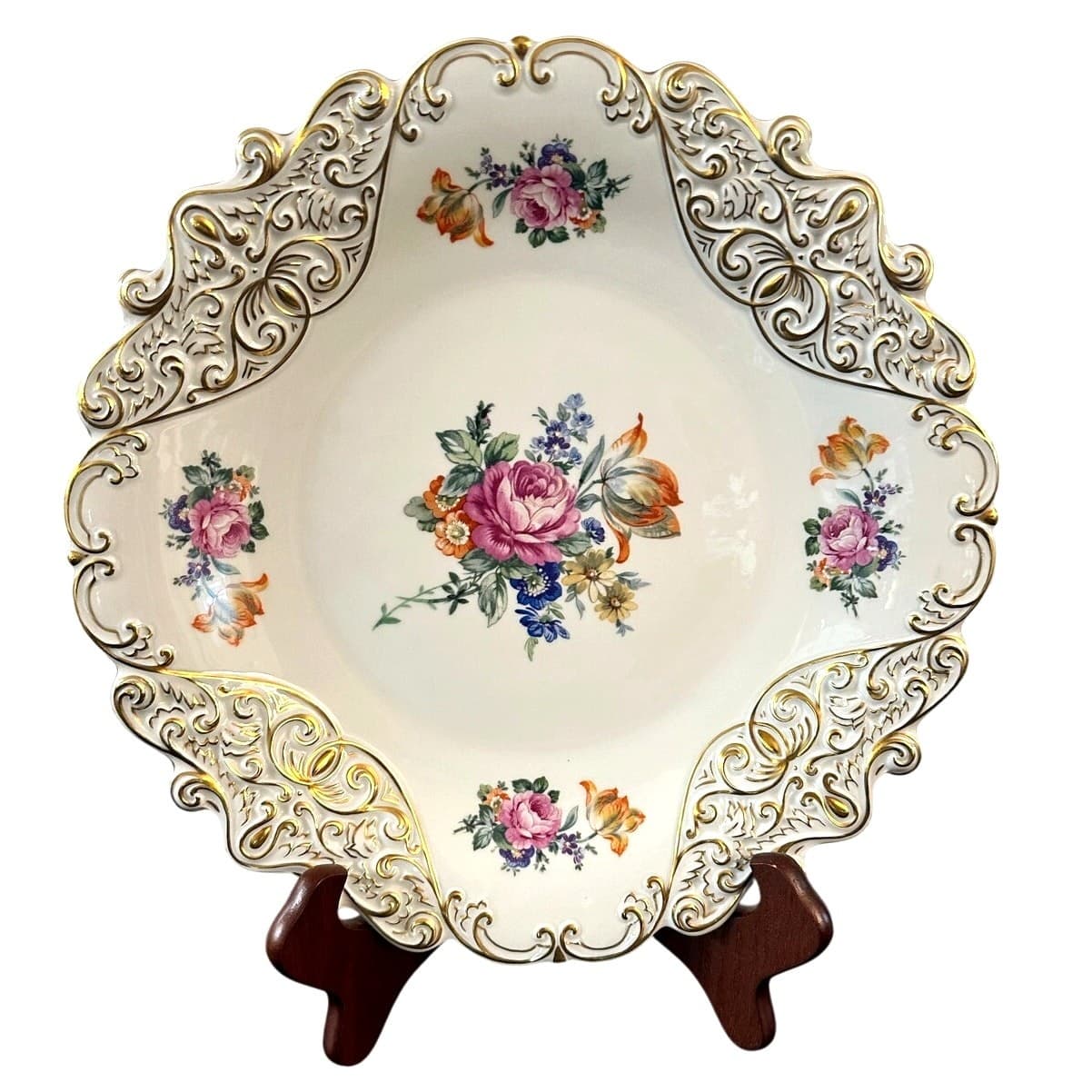 J L Menau Graf Von Henneberg Porzellan Hand Enameled Serving Charger Plate Dish