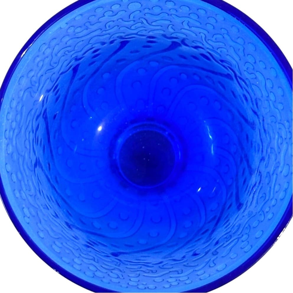 "It's A Blast" Arizona Cobalt Blue/Clear Stem Art Glass Water Wine Goblets-Set 3 - Thumbnail 5