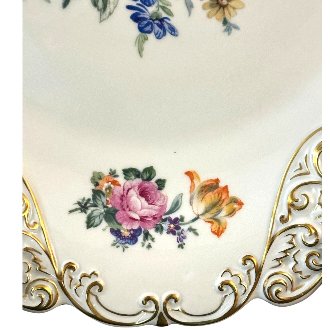 J L Menau Graf Von Henneberg Porzellan Hand Enameled Serving Charger Plate Dish - Thumbnail 3