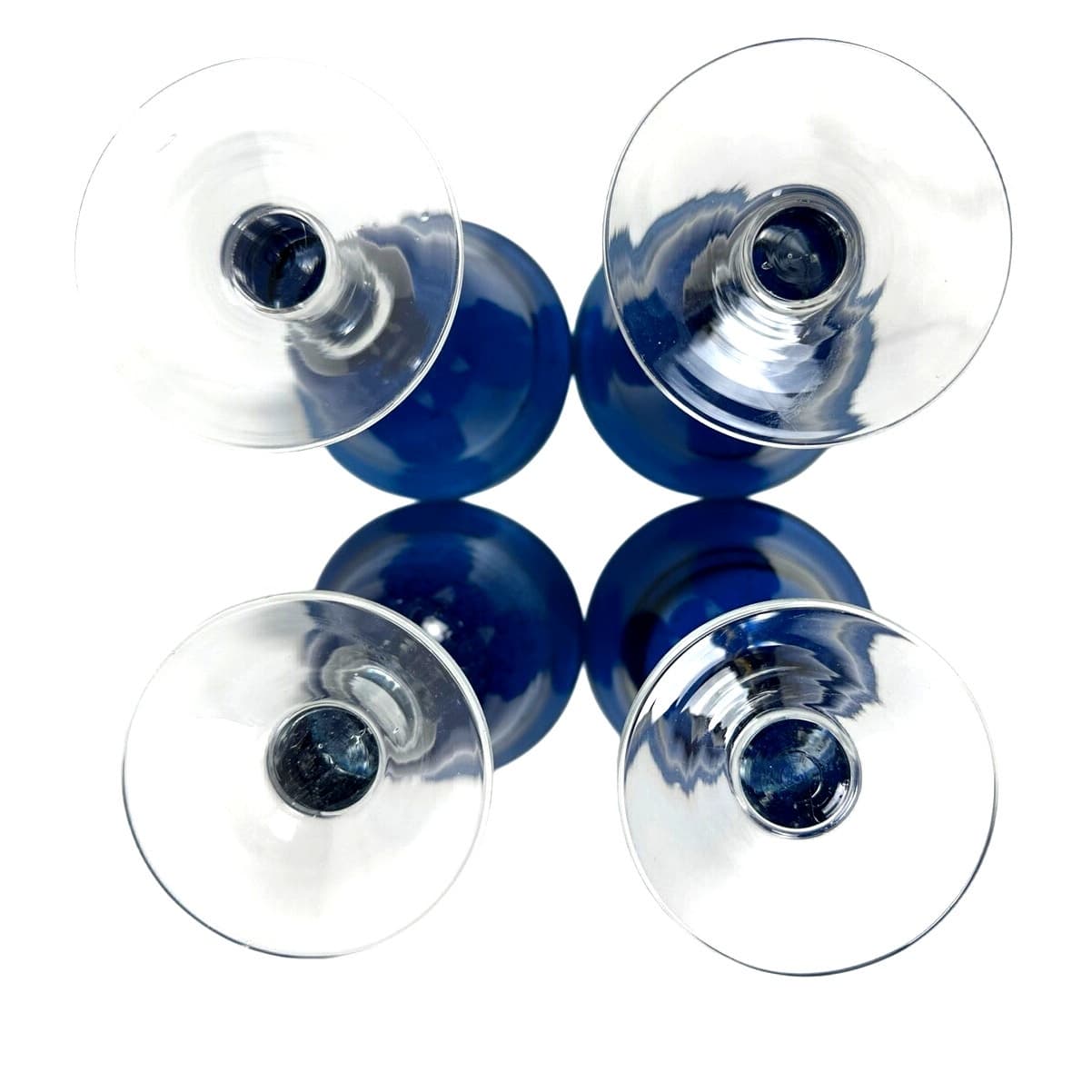 Tabletops Unlimited Corsica Hand-Blown Blue Seeded Chalice Water Goblets-Set 4 - Thumbnail 6