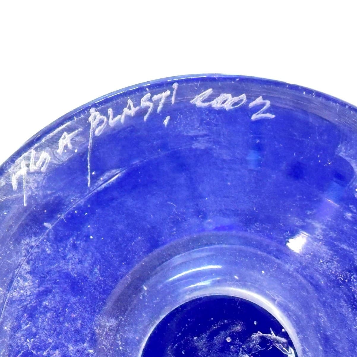 "It's A Blast" Arizona Cobalt Blue/Clear Stem Art Glass Water Wine Goblets-Set 3 - Thumbnail 9