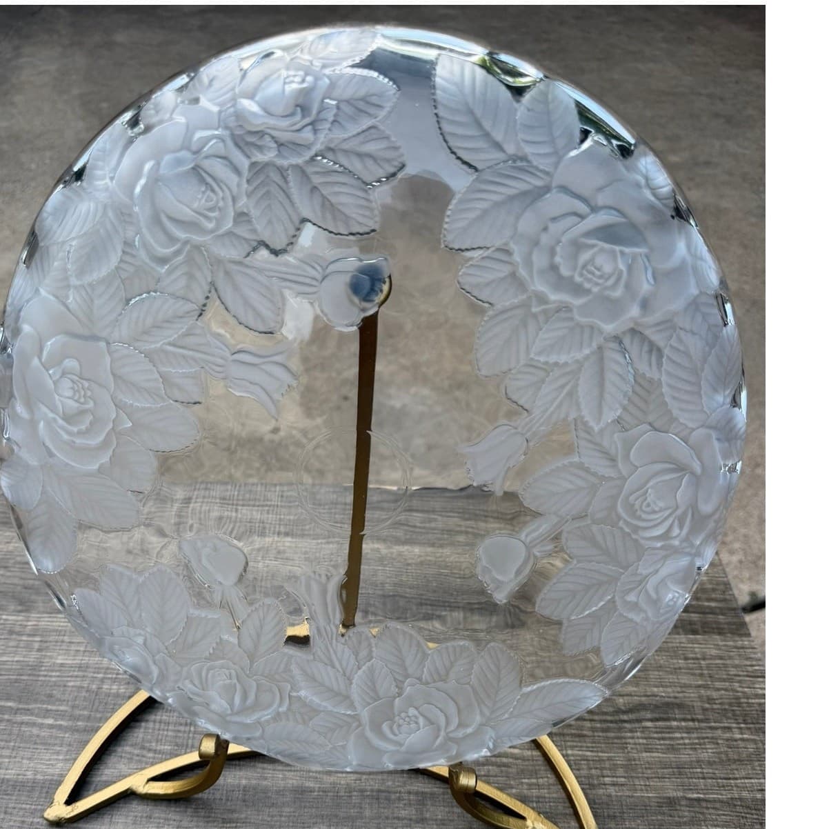 Mikasa Studio Nova Winter Rose 14" Frosted Crystal Round Serving Platter Germany - Thumbnail 5