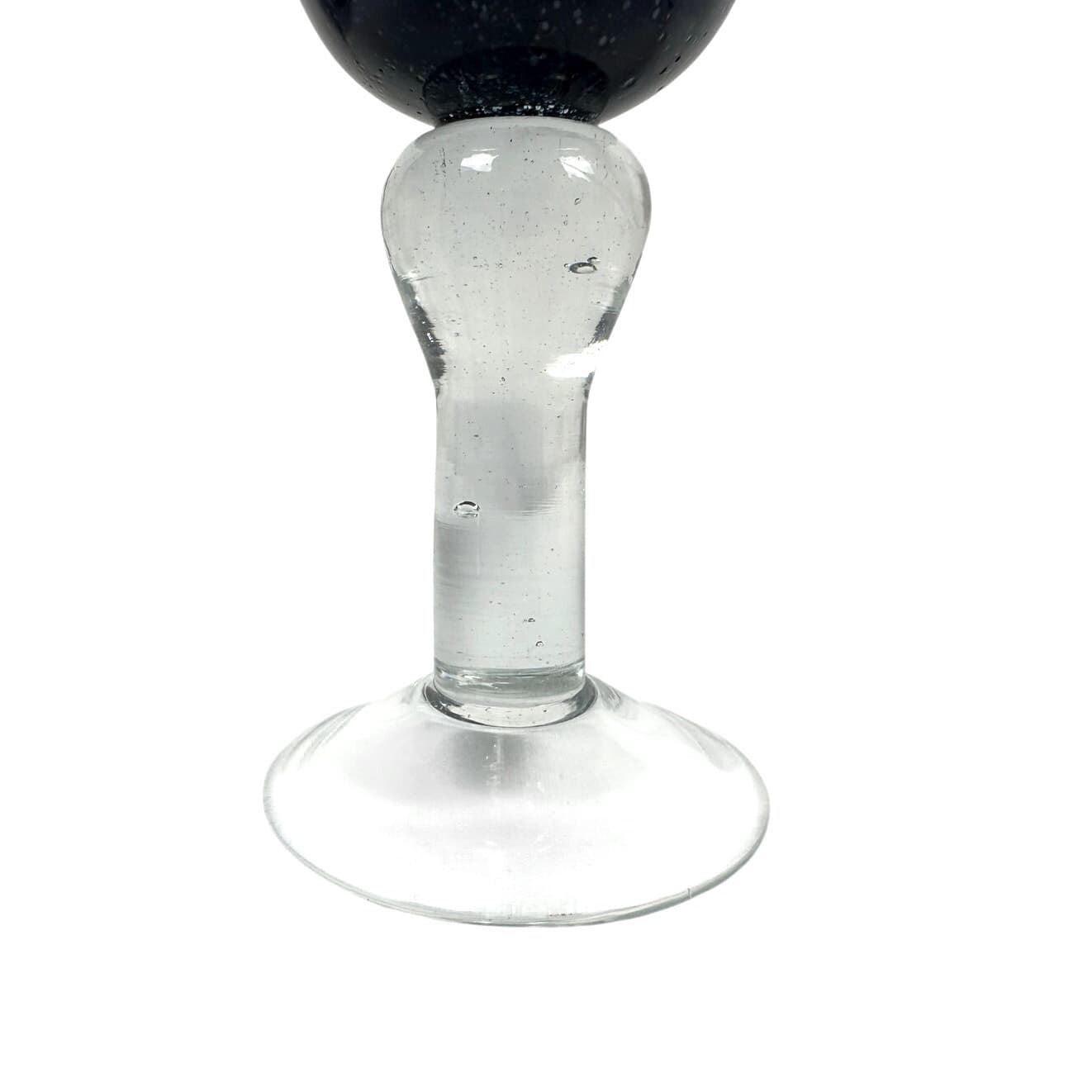 Tabletops Unlimited Corsica Hand-Blown Blue Seeded Chalice Water Goblets-Set 4 - Thumbnail 5