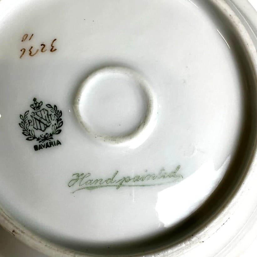 PT Bavarian Porcelain Vintage Hand Painted 7" Serving Bowl Sweet Peas Gold Trim - Thumbnail 6