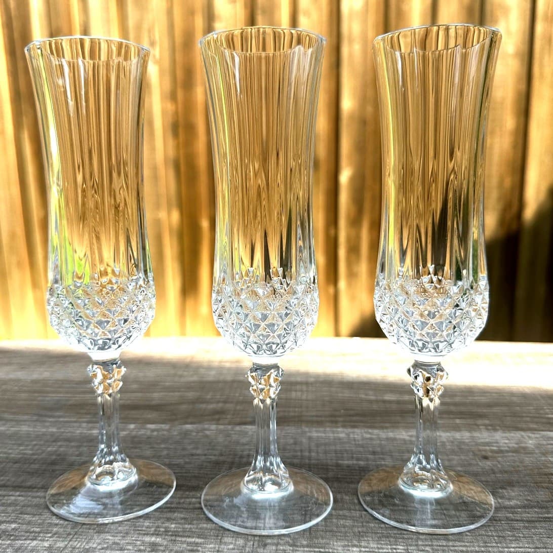 Cristral D'Arques Longchamp Crystal Champagne Flutes Made in France-Set of 3 - Thumbnail 3