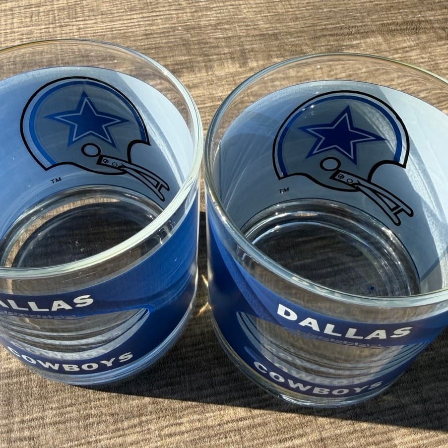 Dallas Cowboys 1970's Houze Art Football Helmet See-Thru Whiskey Glass-Set of 2 - Thumbnail 10