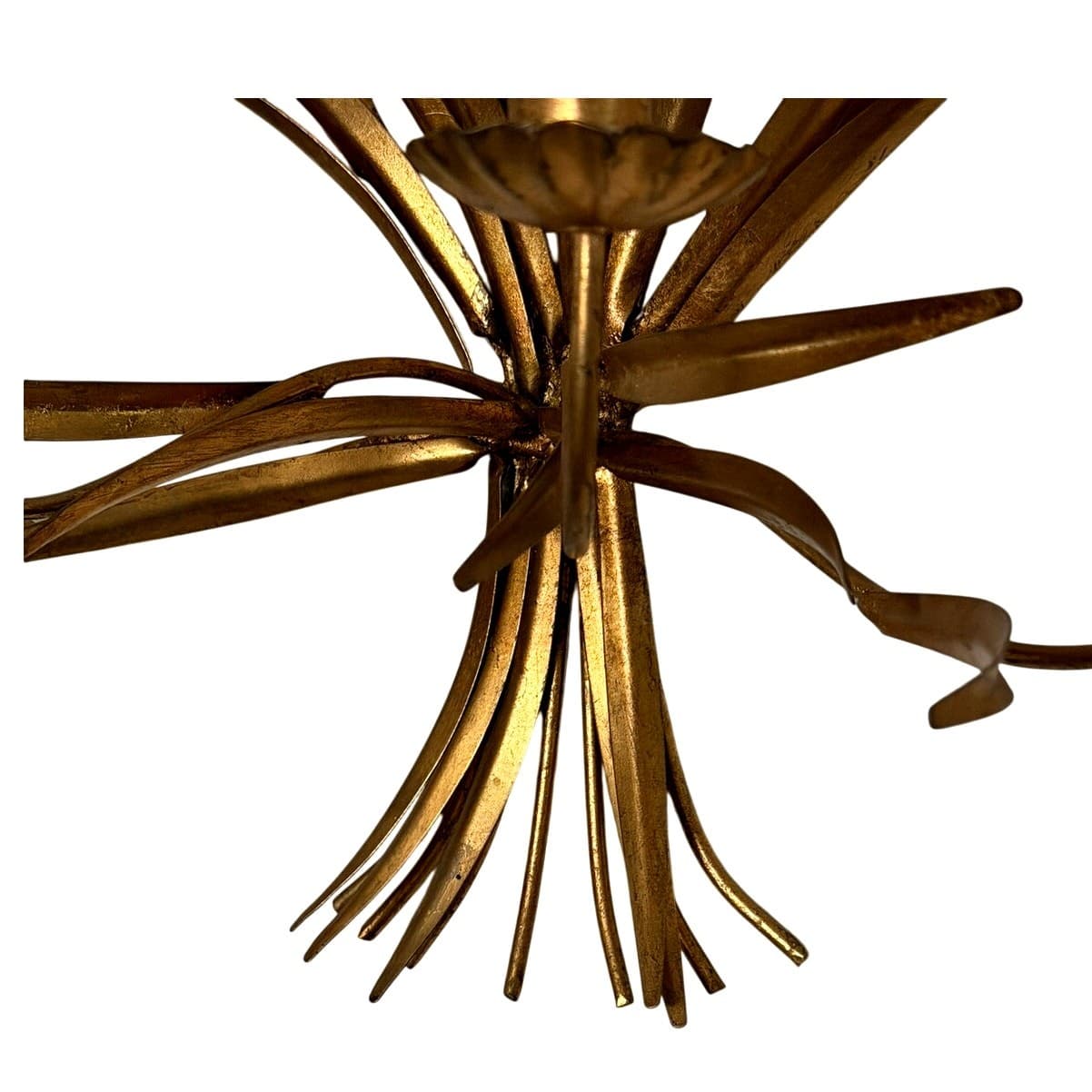 Hollywood Regency Italian Style Gilt Wheat Sheaf Vintage Wall Candelabra Tole - Thumbnail 4