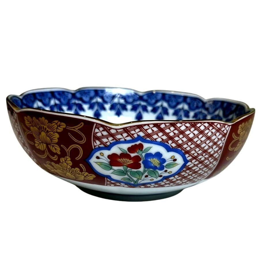 Japanese Porcelain Kotobuki Bowl Intricate Design Scalloped Rim-Excellent - Thumbnail 3
