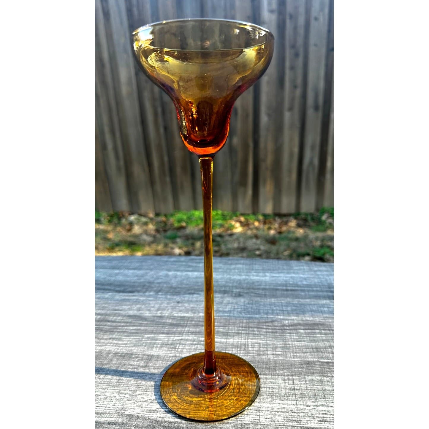 Elegant Slender Mid-Century Vintage Amber Glass 11.25" Display Piece-Rare - Thumbnail 3
