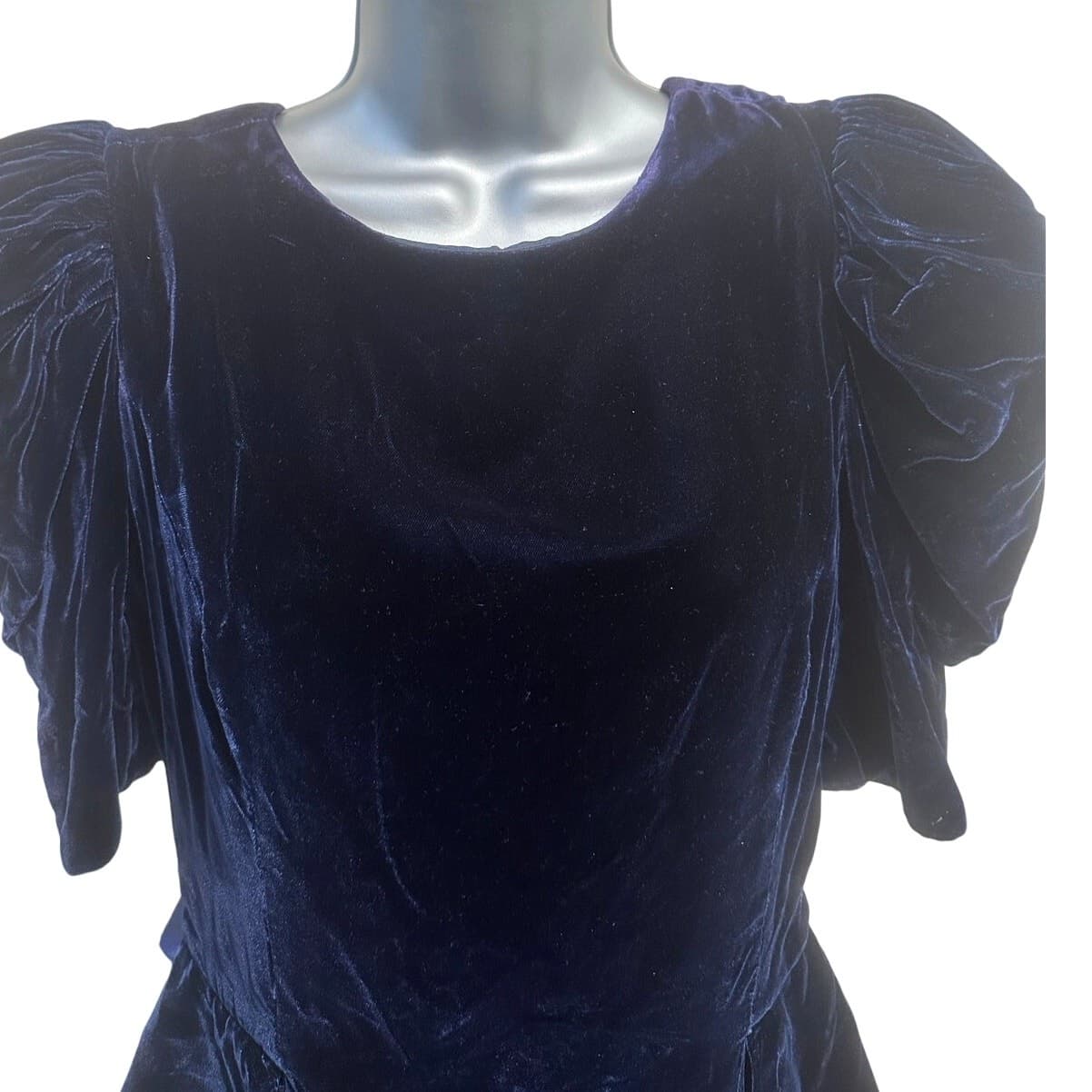 Act I New York Cobalt Blue Velvet Vintage 1980s Cocktail Dress-Size 7/8 Stunning - Thumbnail 3