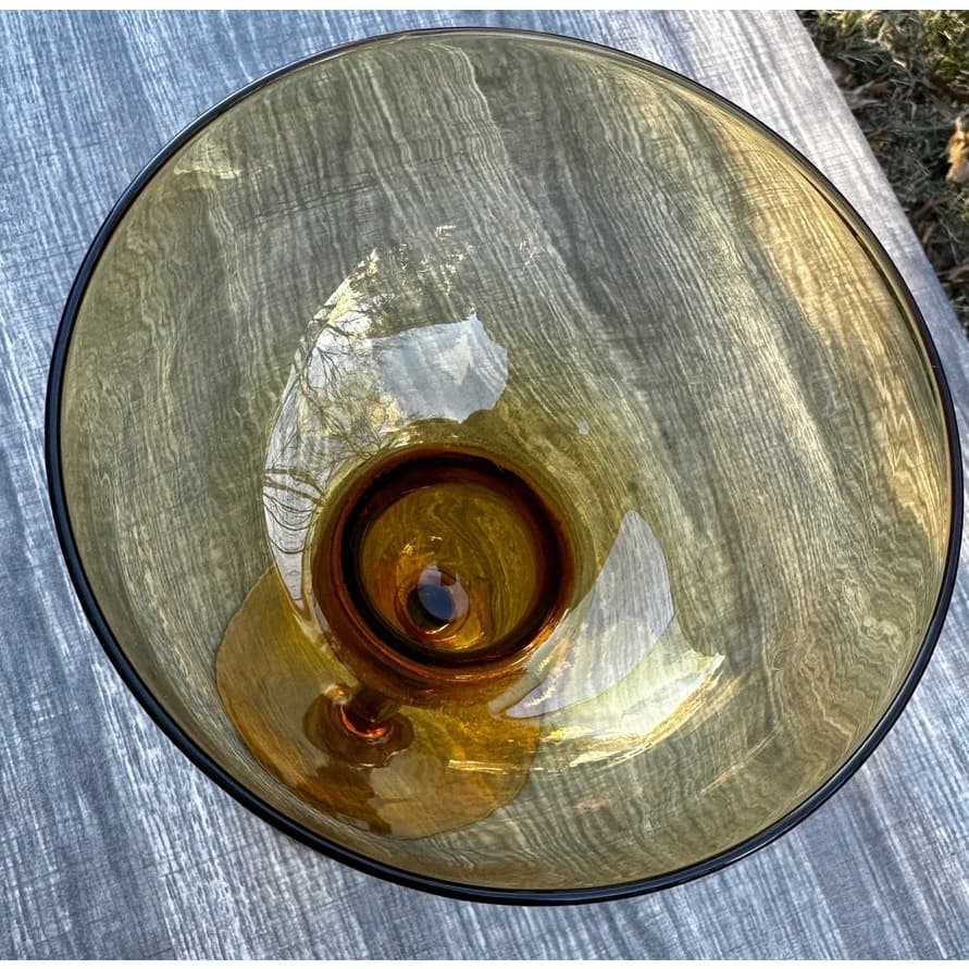 Exquisite Mid-Century Vintage Amber Glass 10.5" Display Piece-Rare - Thumbnail 4