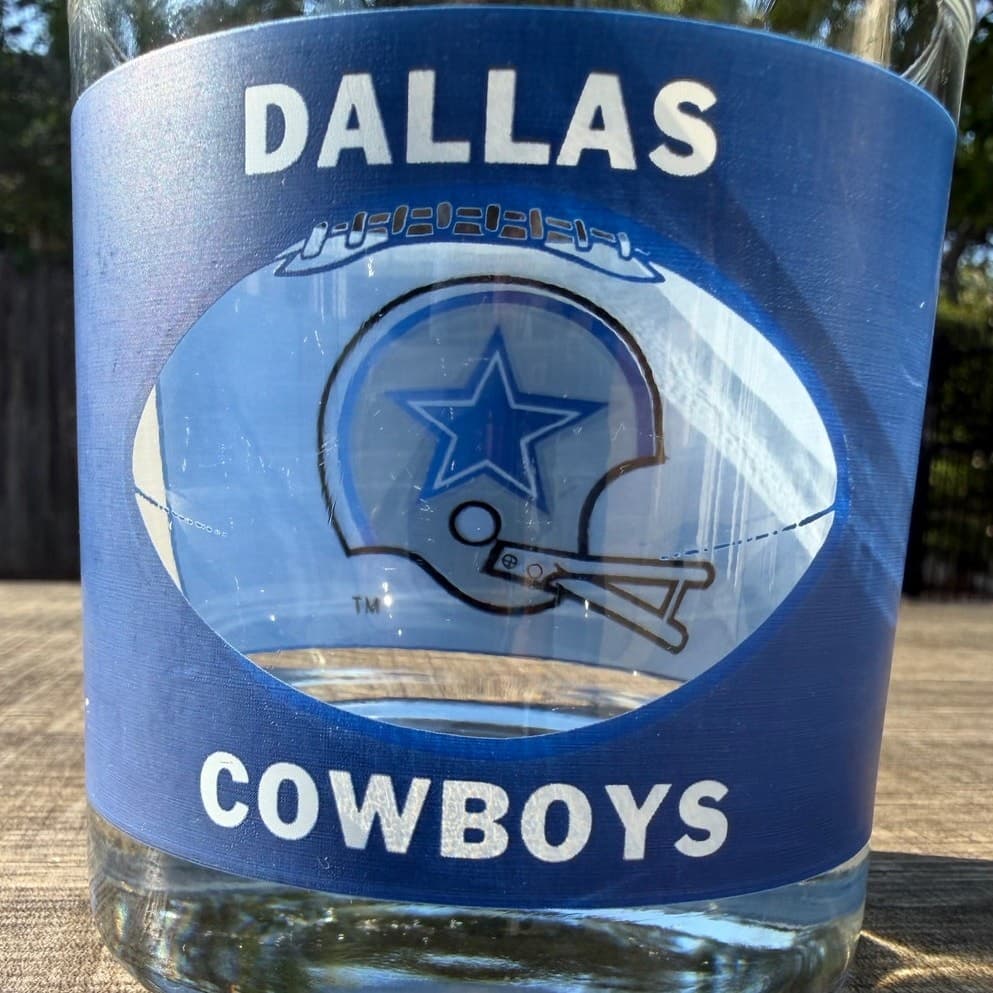 Dallas Cowboys 1970's Houze Art Football Helmet See-Thru Whiskey Glass-Set of 2 - Thumbnail 9
