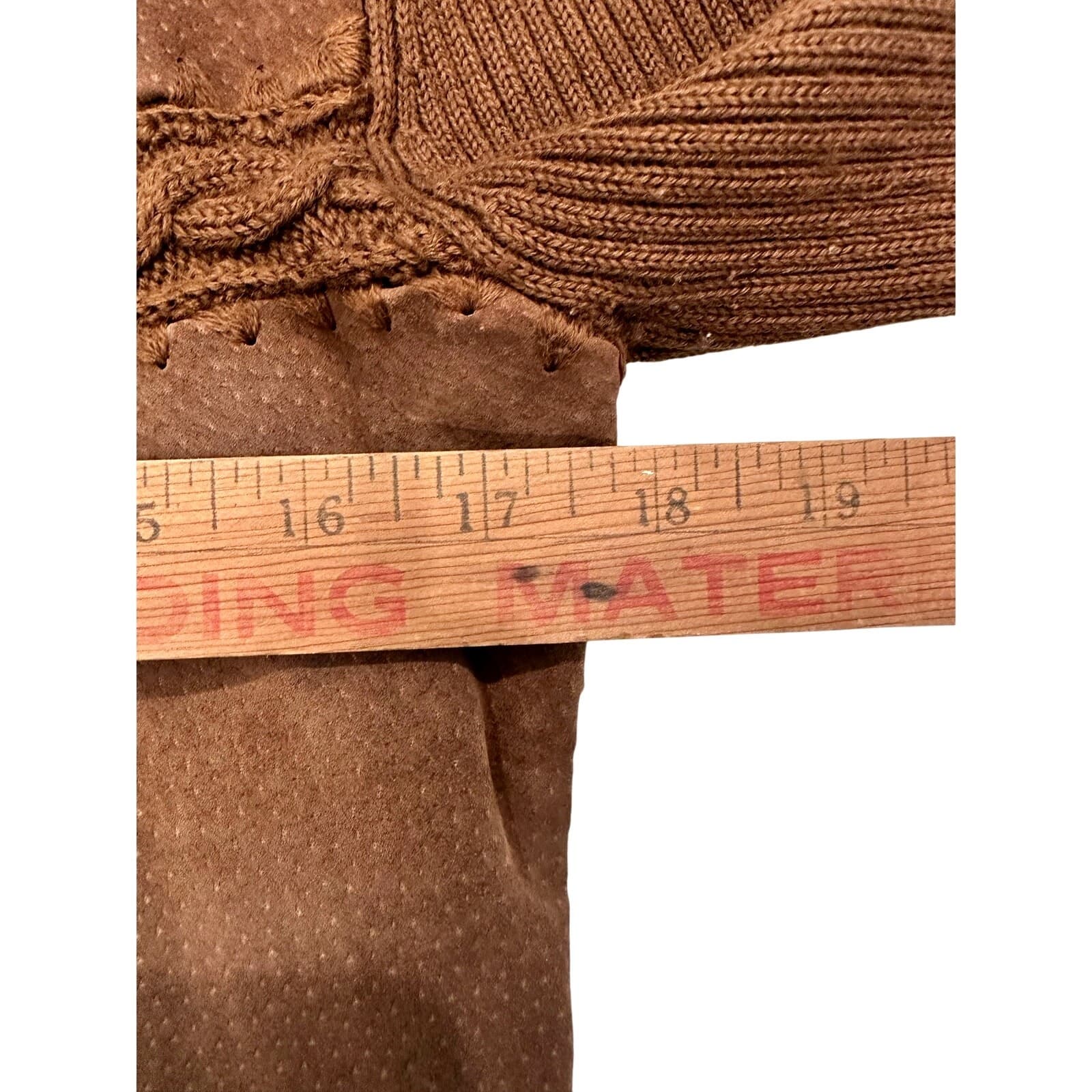 'High Point' Brown Knit and Suede Accent Panel Turtleneck Sweater Women's Large - Thumbnail 10