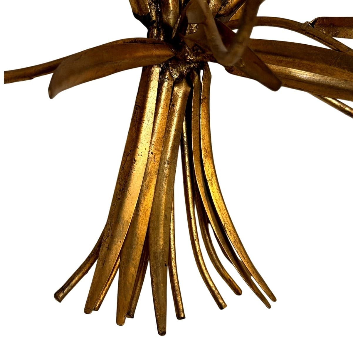 Hollywood Regency Italian Style Gilt Wheat Sheaf Vintage Wall Candelabra Tole - Thumbnail 6