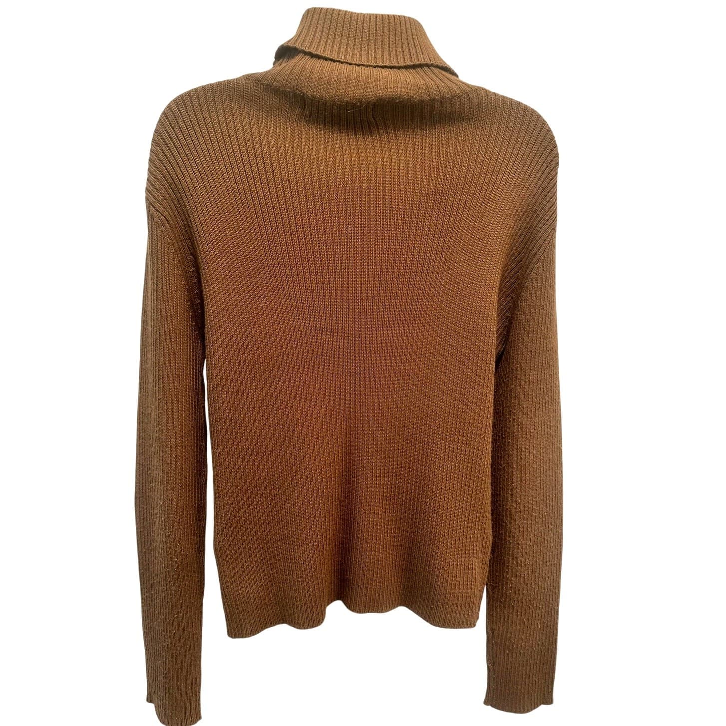 'High Point' Brown Knit and Suede Accent Panel Turtleneck Sweater Women's Large - Thumbnail 7