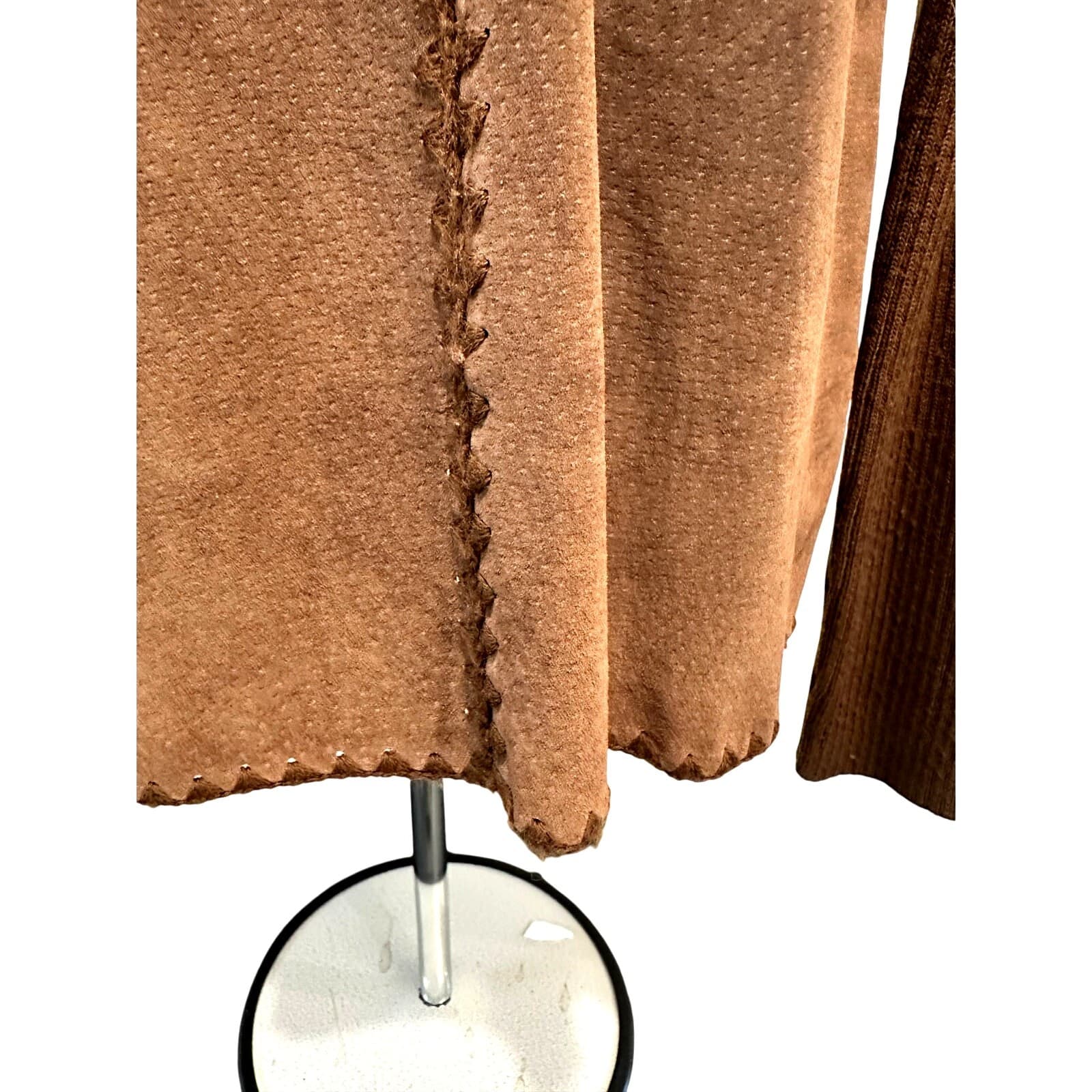 'High Point' Brown Knit and Suede Accent Panel Turtleneck Sweater Women's Large - Thumbnail 5