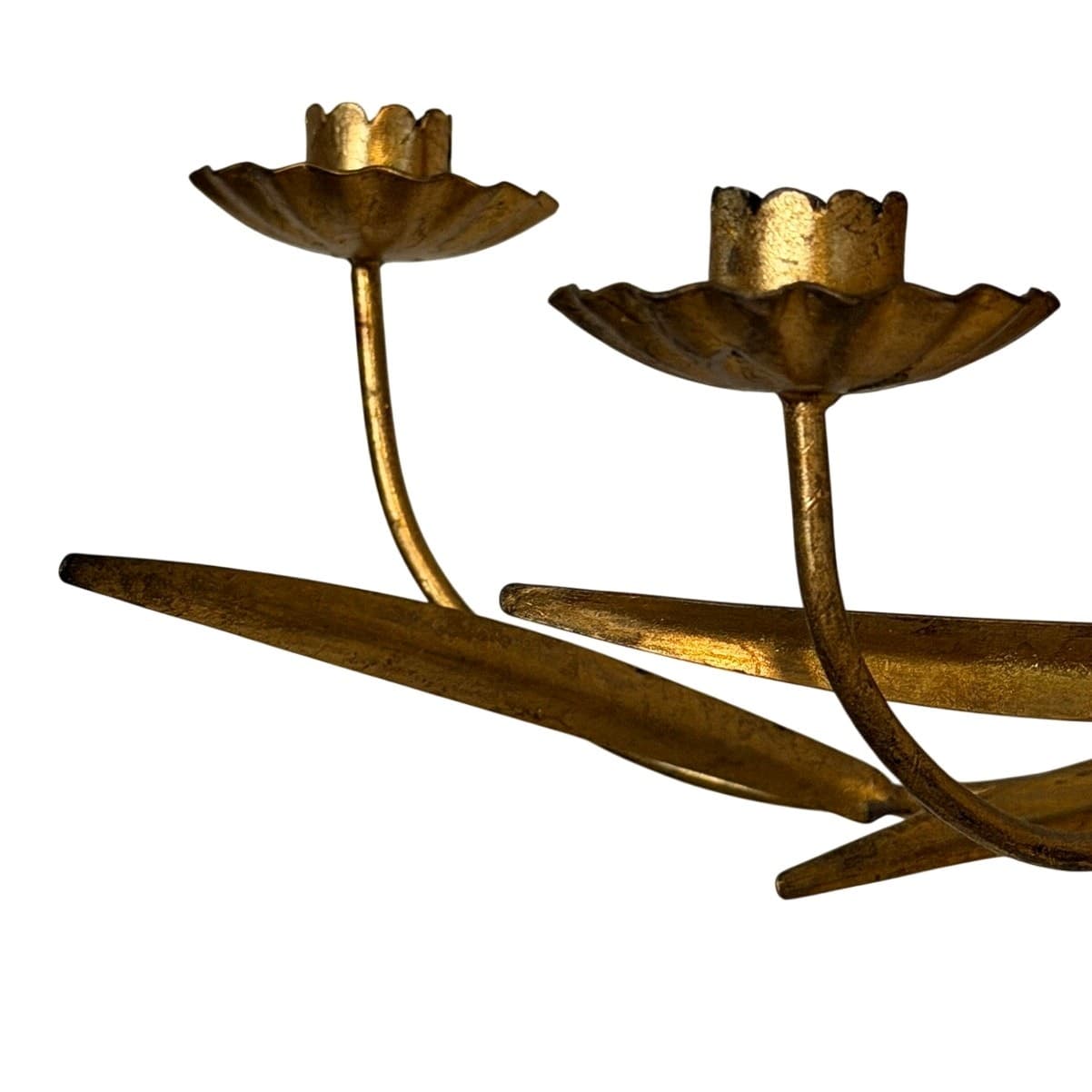 Hollywood Regency Italian Style Gilt Wheat Sheaf Vintage Wall Candelabra Tole - Thumbnail 7