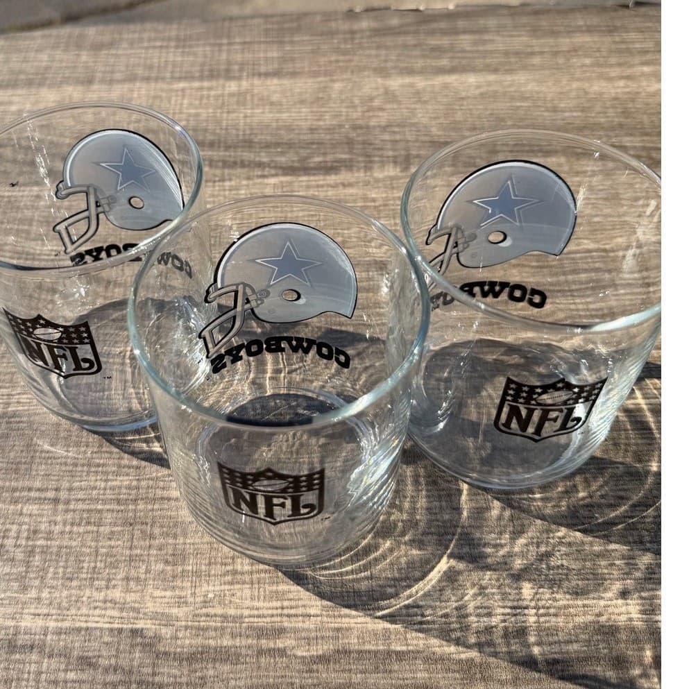 Dallas Cowboys NFL Vintage Logo Football Helmet 12 oz 4" Whiskey Tumbler-Set 3 - Thumbnail 8