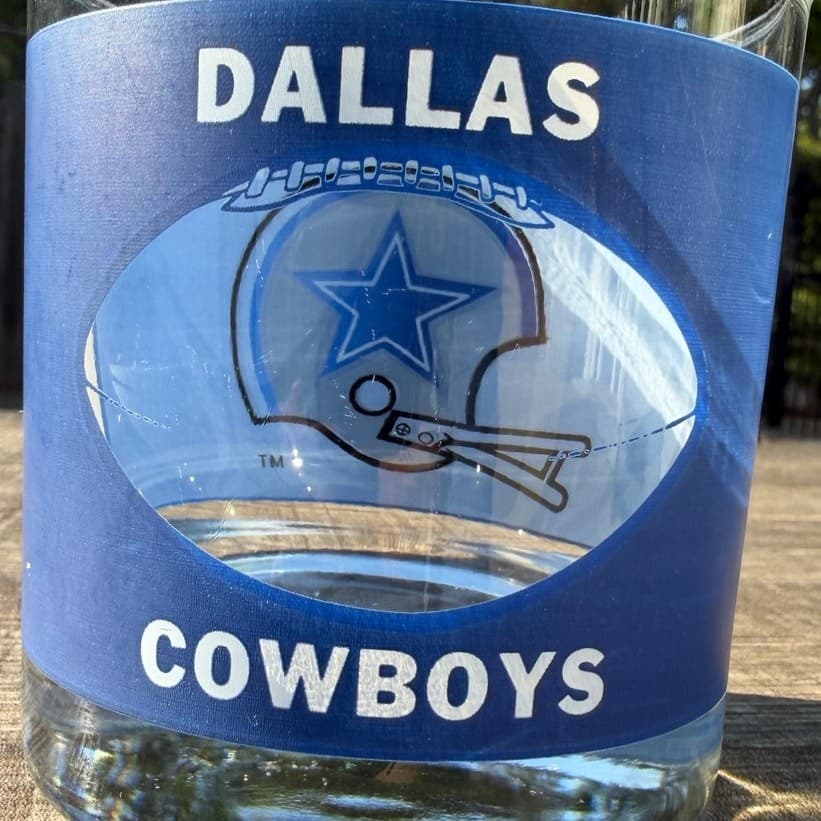 Dallas Cowboys 1970's Houze Art Football Helmet See-Thru Whiskey Glass-Set of 2 - Thumbnail 4