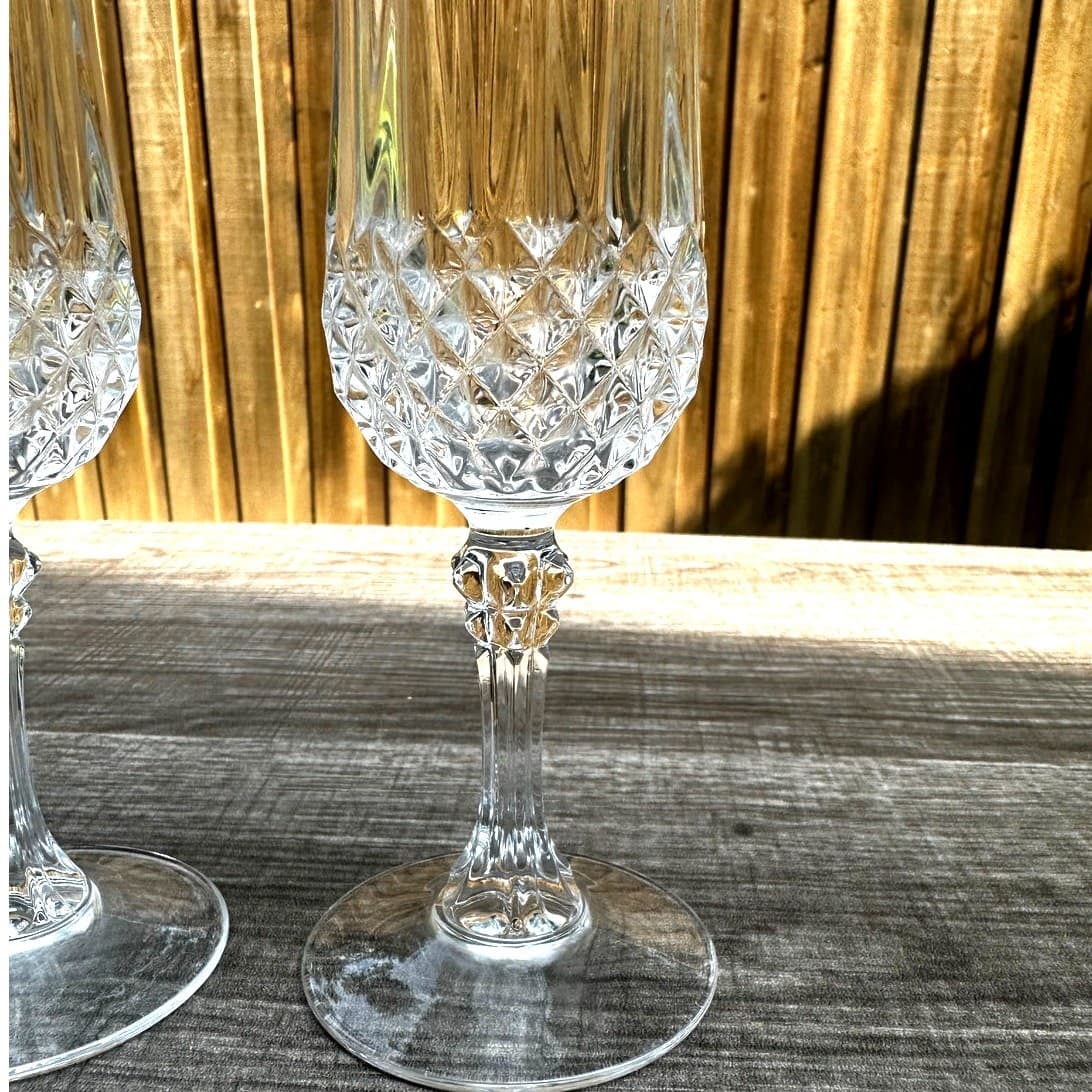 Cristral D'Arques Longchamp Crystal Champagne Flutes Made in France-Set of 3 - Thumbnail 4