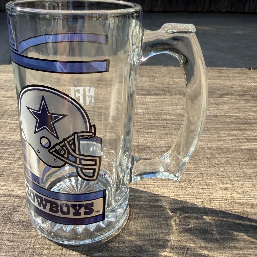 Dallas Cowboys Vintage Logo Football Helmet NFL 16 oz 5.5" Beer Mug Stein-Set 2 - Thumbnail 4