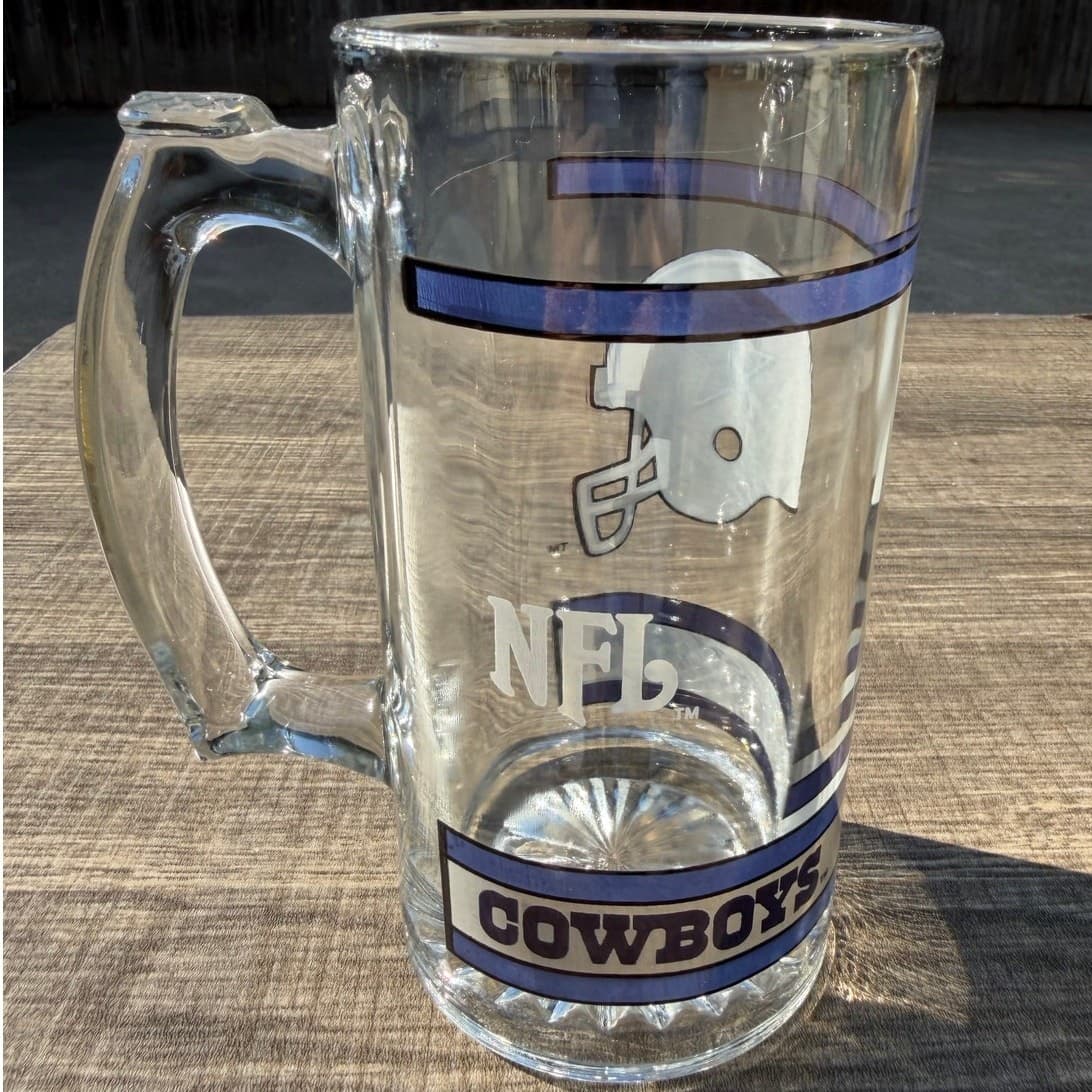 Dallas Cowboys Vintage Logo Football Helmet NFL 16 oz 5.5" Beer Mug Stein-Set 2 - Thumbnail 5