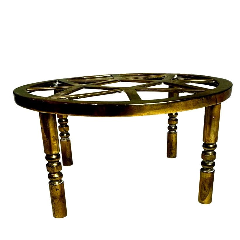 MCM Star Design Solid Brass Vintage Trivet Teapot Kettle Plant Bowl Stand - Thumbnail 4