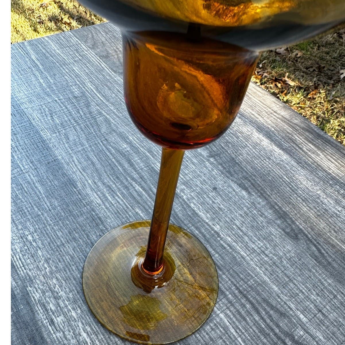 Exquisite Mid-Century Vintage Amber Glass 10.5" Display Piece-Rare - Thumbnail 2
