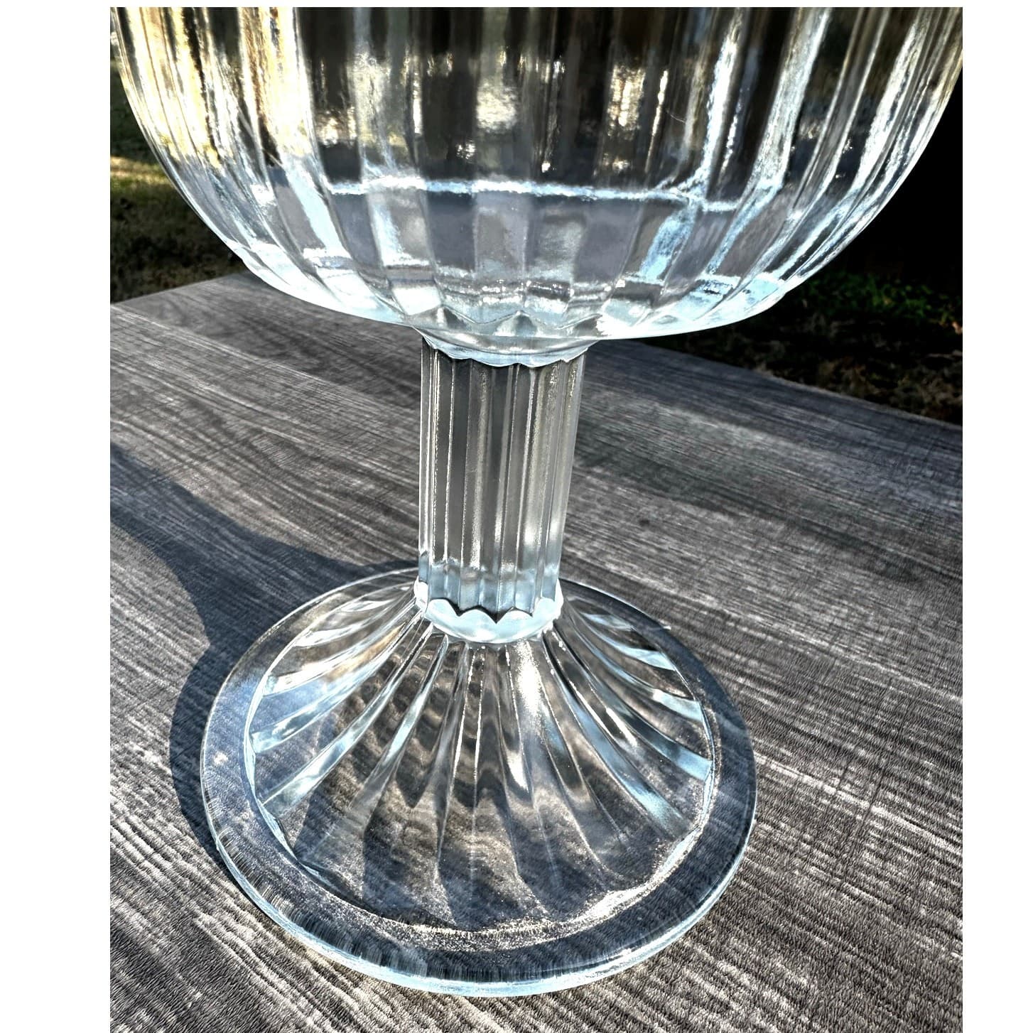 FTDA Vintage Clear Ribbed Pedestal 10.5" Vase Pillar Candleholder - Thumbnail 2