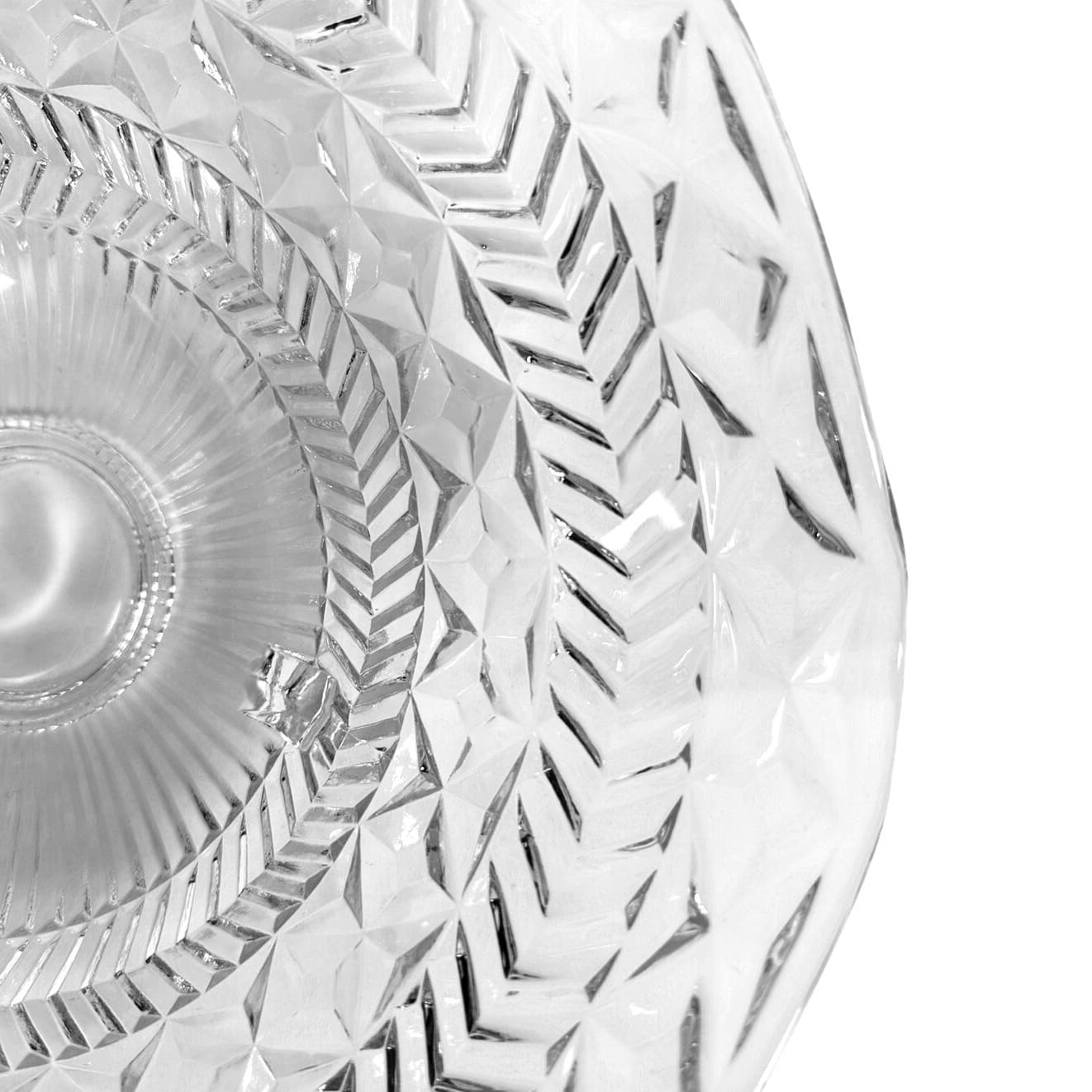 Footed Glass Vintage Centerpiece 12.75" Ruffled Top Bowl in Diamond Pattern - Thumbnail 7