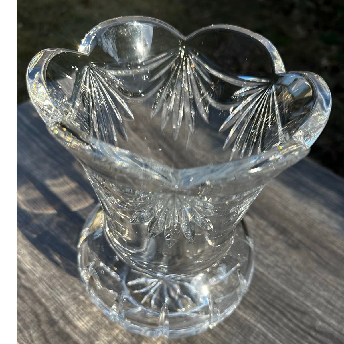 Toscany Hand Blown Poland Heavy 24% Lead Crystal Stunning 8.75" Display Vase - Thumbnail 3