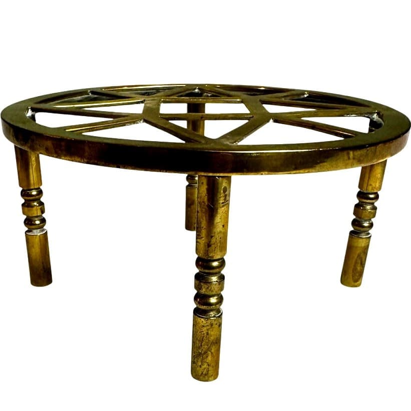 MCM Star Design Solid Brass Vintage Trivet Teapot Kettle Plant Bowl Stand - Thumbnail 2