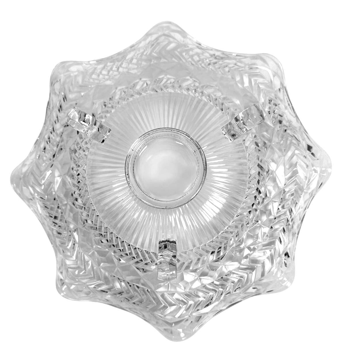 Footed Glass Vintage Centerpiece 12.75" Ruffled Top Bowl in Diamond Pattern - Thumbnail 6