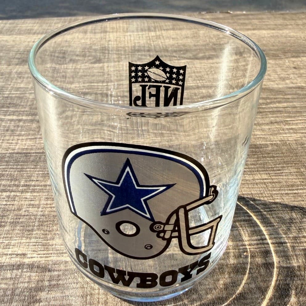 Dallas Cowboys NFL Vintage Logo Football Helmet 12 oz 4" Whiskey Tumbler-Set 3 - Thumbnail 9